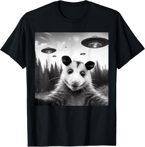 Opossum Selfie With Alien UFO Funny Gifts Women Kid