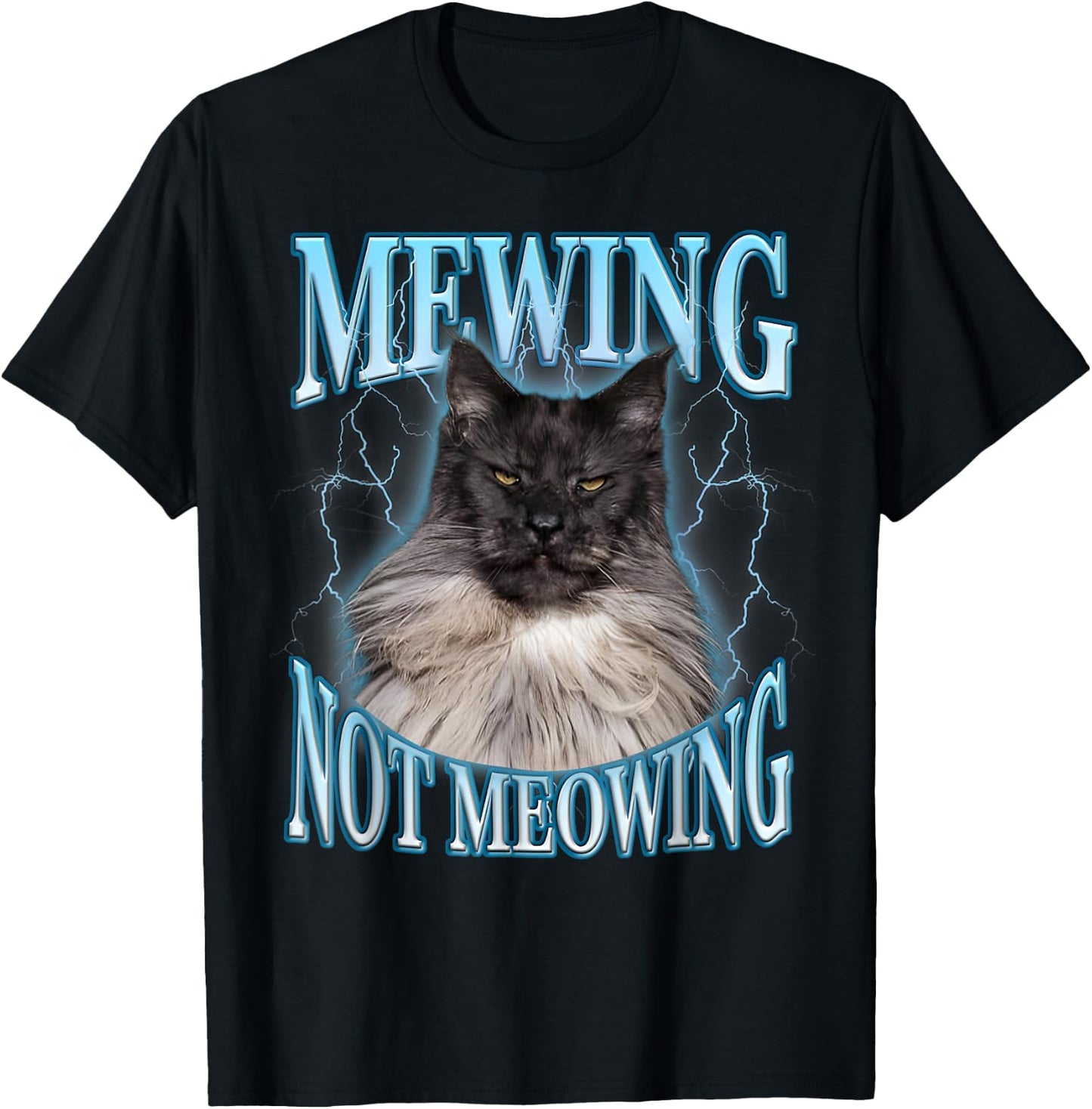 Mewing Not Meowing LooksMax Shirt Cat Alpha Meme T-Shirt - T-Shirt | Black