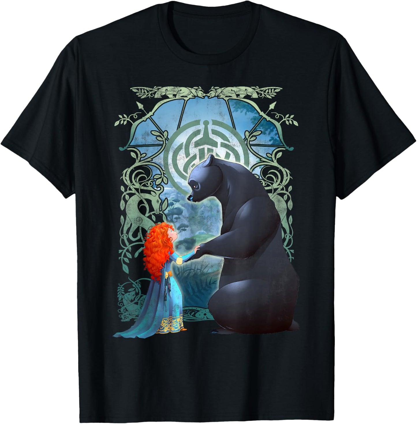 Disney Pixar Brave Merida and Bear Profile Portrait Small T-Shirt - T-Shirt | Black