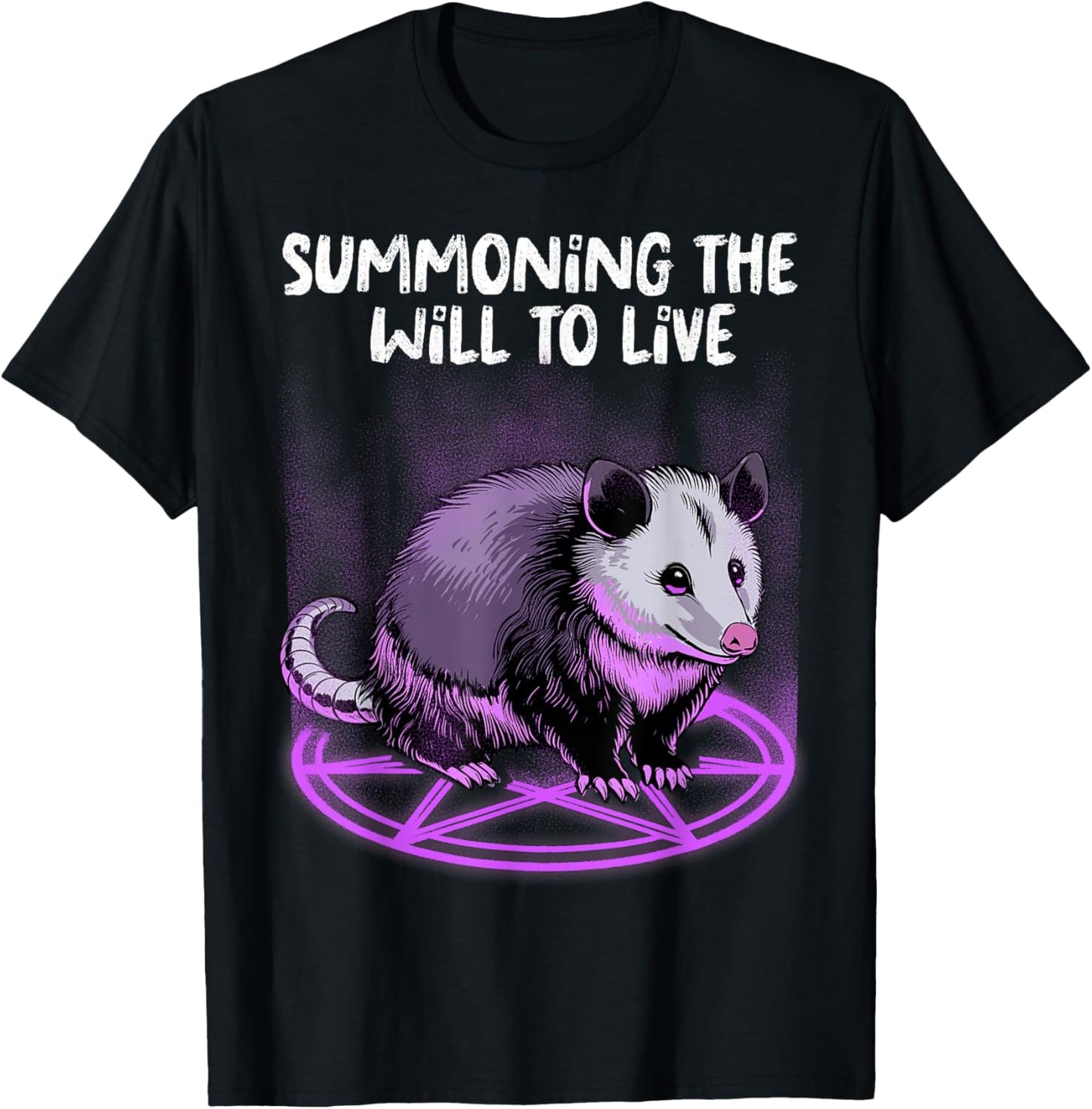 Opossum Shirt Summoning Demons Satanic Possum Pentagram T-Shirt - T-Shirt | Black