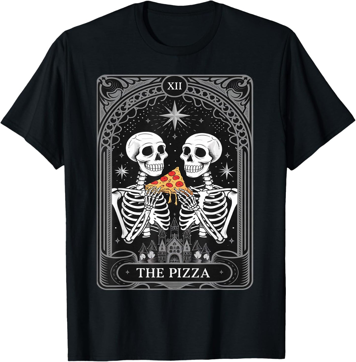 The Pizza Vintage Pizza Slice Tarot Card T-Shirt - T-Shirt | Black