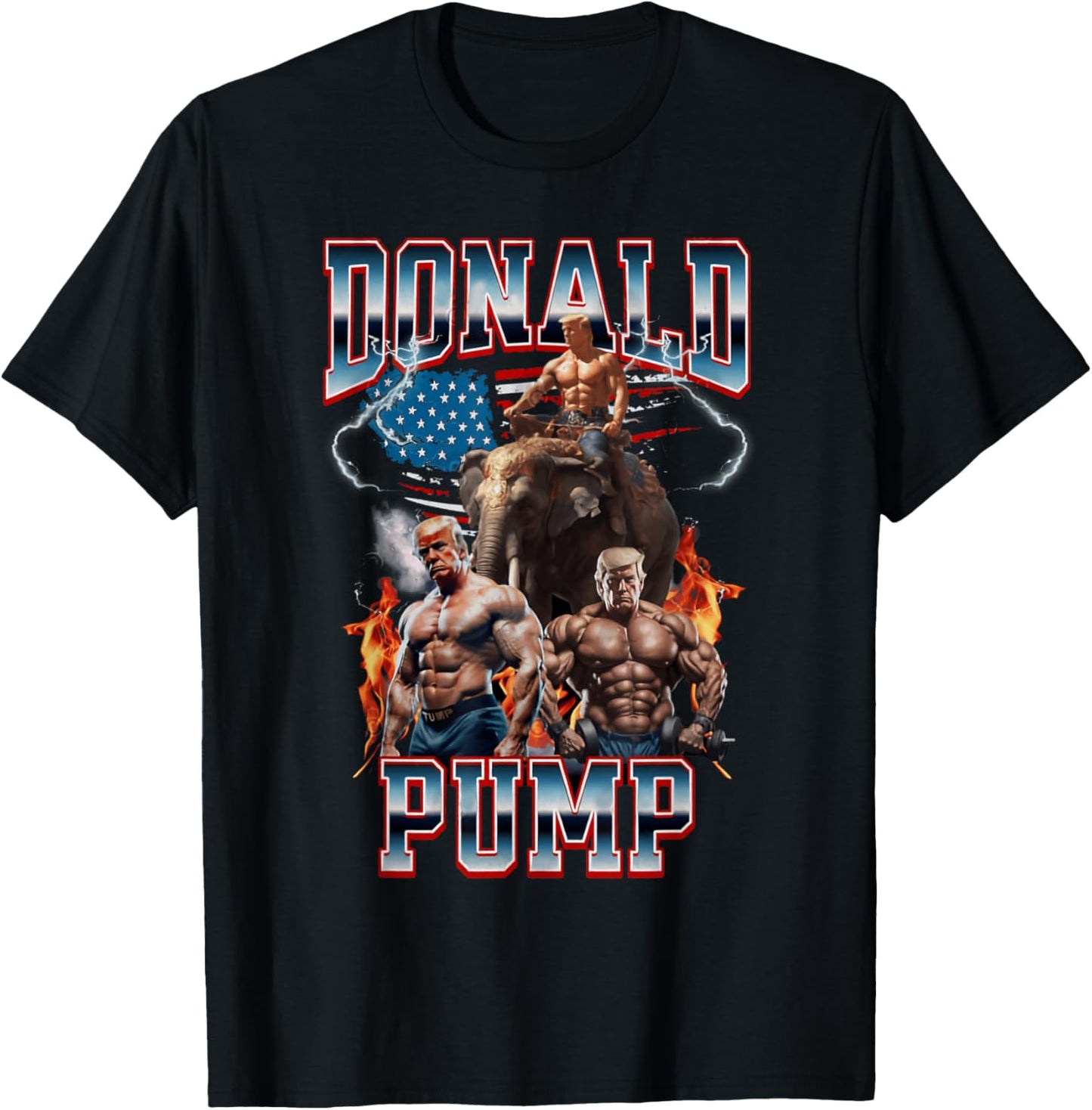 Donald Pump Vintage Gym Trump Meme T-Shirt - T-Shirt | Black
