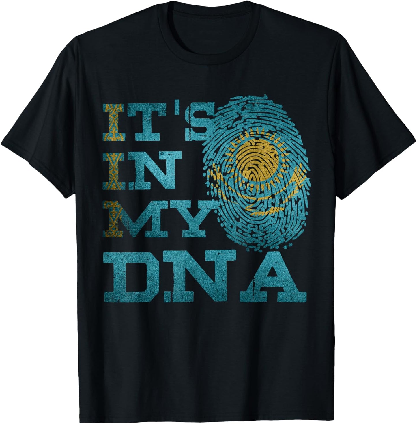 It's In My DNA Kazakh Heritage Kazakhstan Flag Gifts T-Shirt - T-Shirt | Black