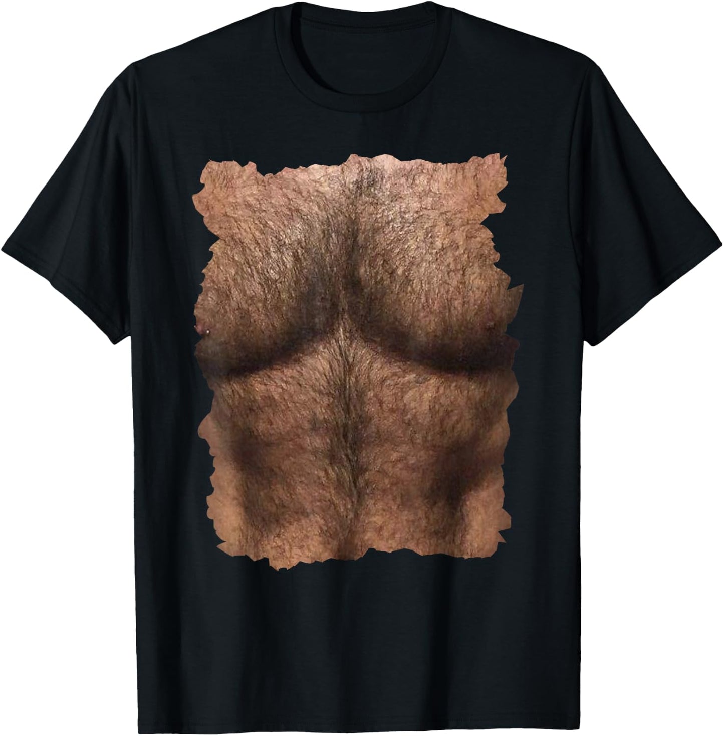Hairy Chest with Man's Six Pack Funny T-Shirt - T-Shirt | Black