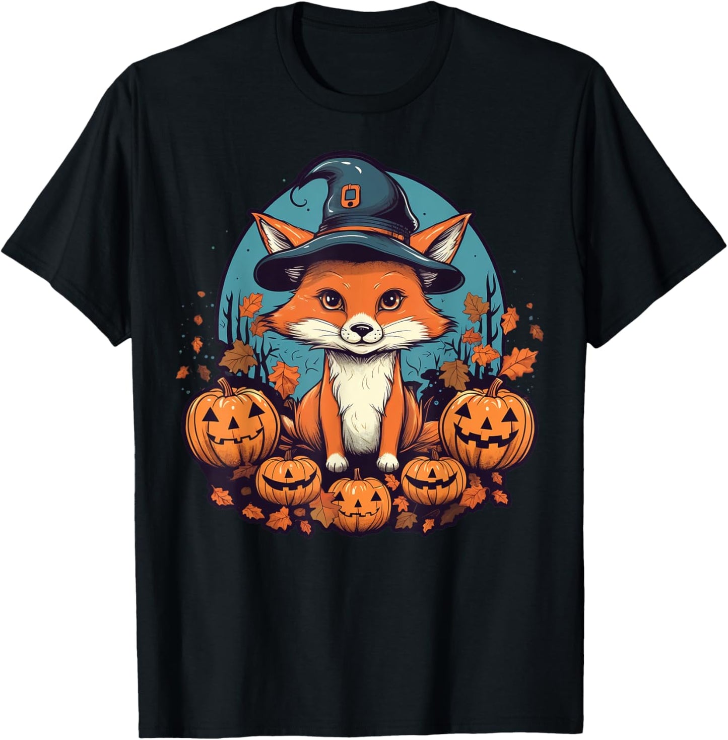 Pumpkin Fox costume on Fox Halloween T-Shirt - T-Shirt | Black