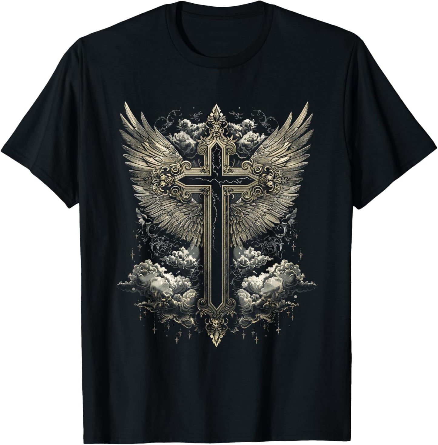 Gothic Cross Angel Goth Wings Gothic cross T-Shirt - T-Shirt | Black