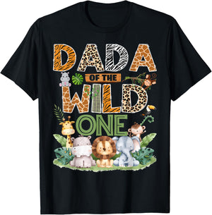 Dada of The Wild One Safari Jungle 1st Birthday Boy T-Shirt - T-Shirt | Black