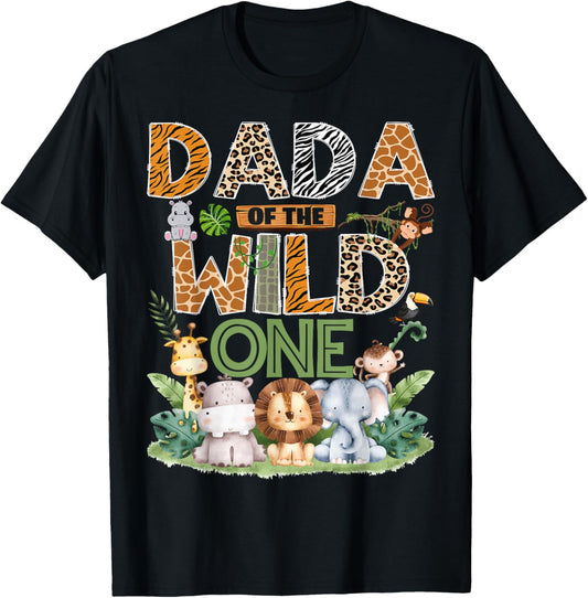 Dada of The Wild One Safari Jungle 1st Birthday Boy T-Shirt - T-Shirt | Black
