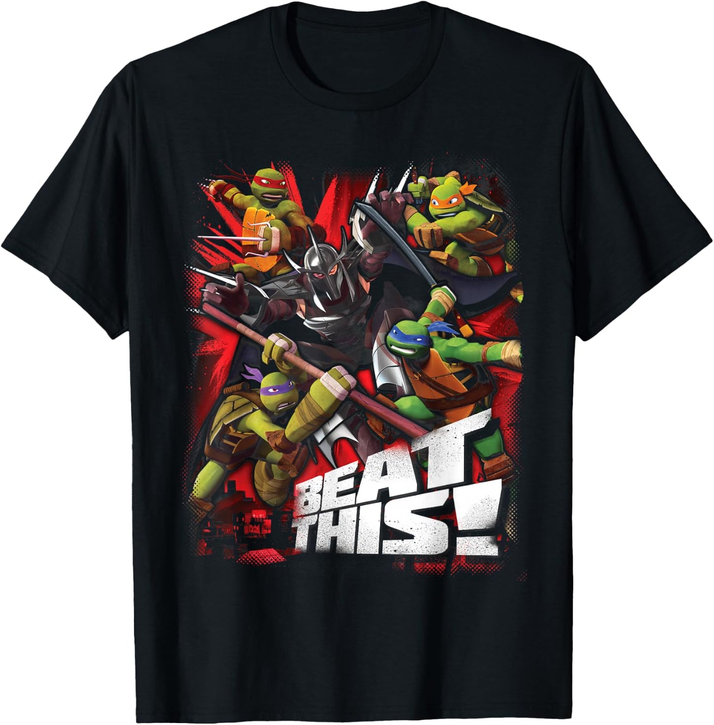TMNT Beat This Group Fight Shot T-Shirt - T-Shirt | Black