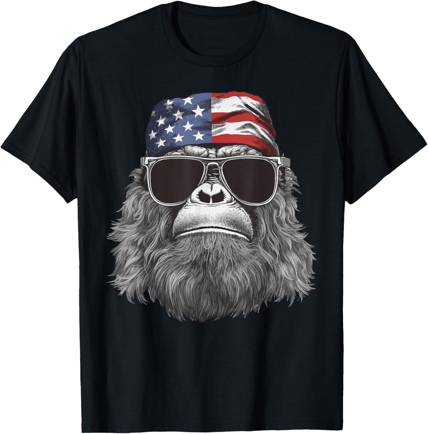 Bigfoot 4th of July American USA Flag Patriotic Kids T-Shirt - T-Shirt | Black