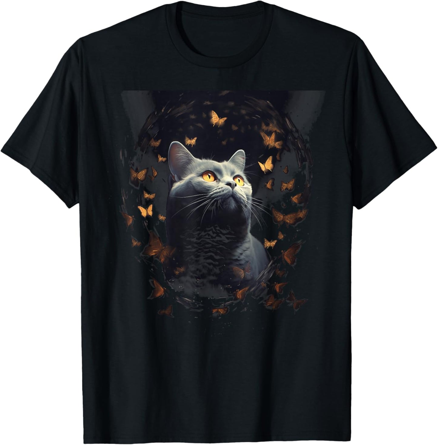 Chartreux Cat Eyes Kitty Kitten Cat Artwork Cat Face T-Shirt - T-Shirt | Black