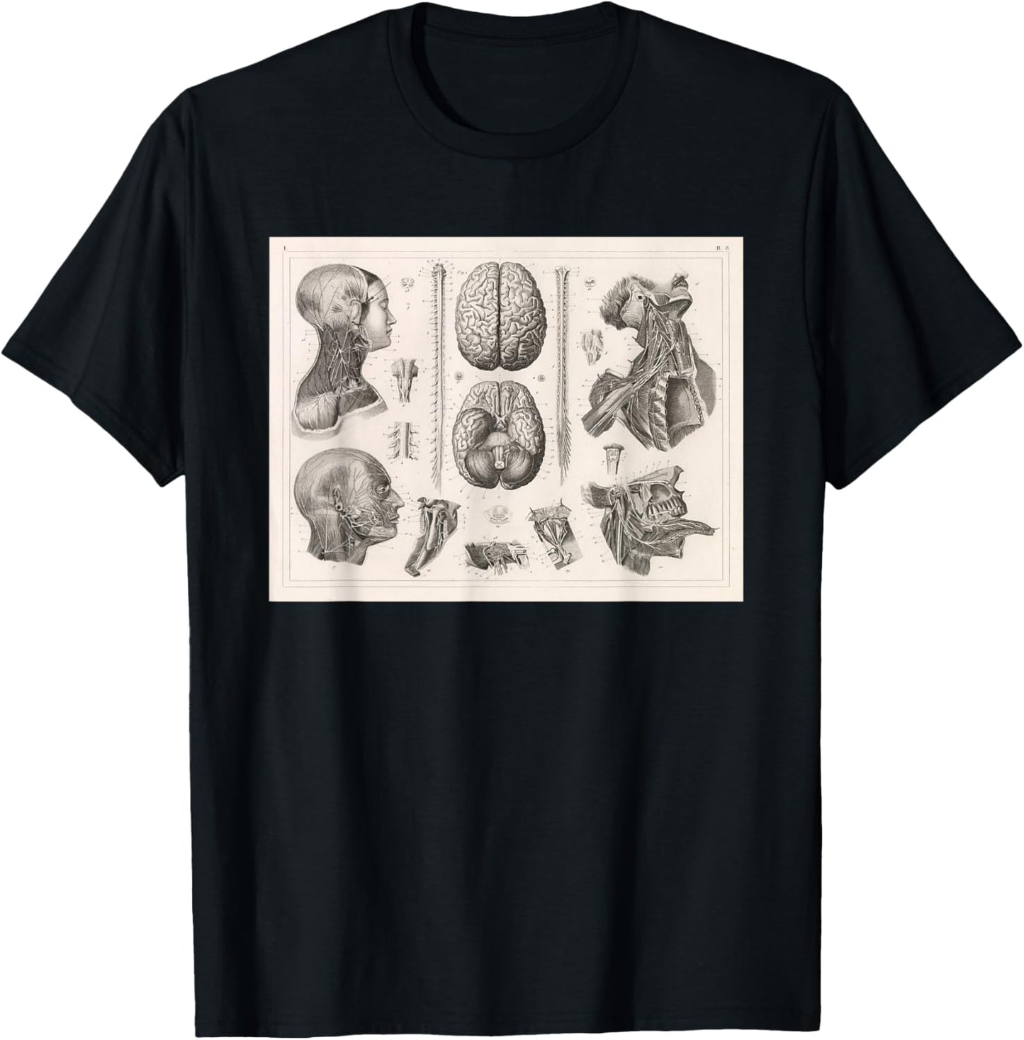 Brain, Spinal and Nervous System Medical Diagram T-Shirt - T-Shirt | Black