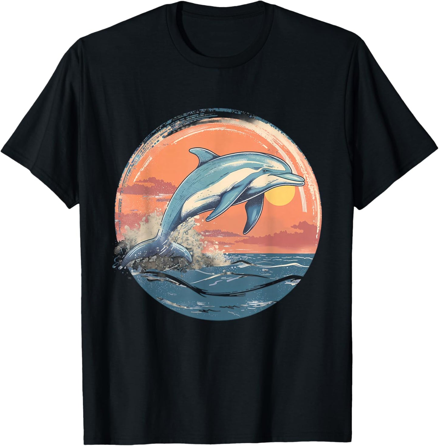 Dolphin Sunset Ocean Sea Dolphin Sea Ocean Animal Lover T-Shirt - T-Shirt | Black