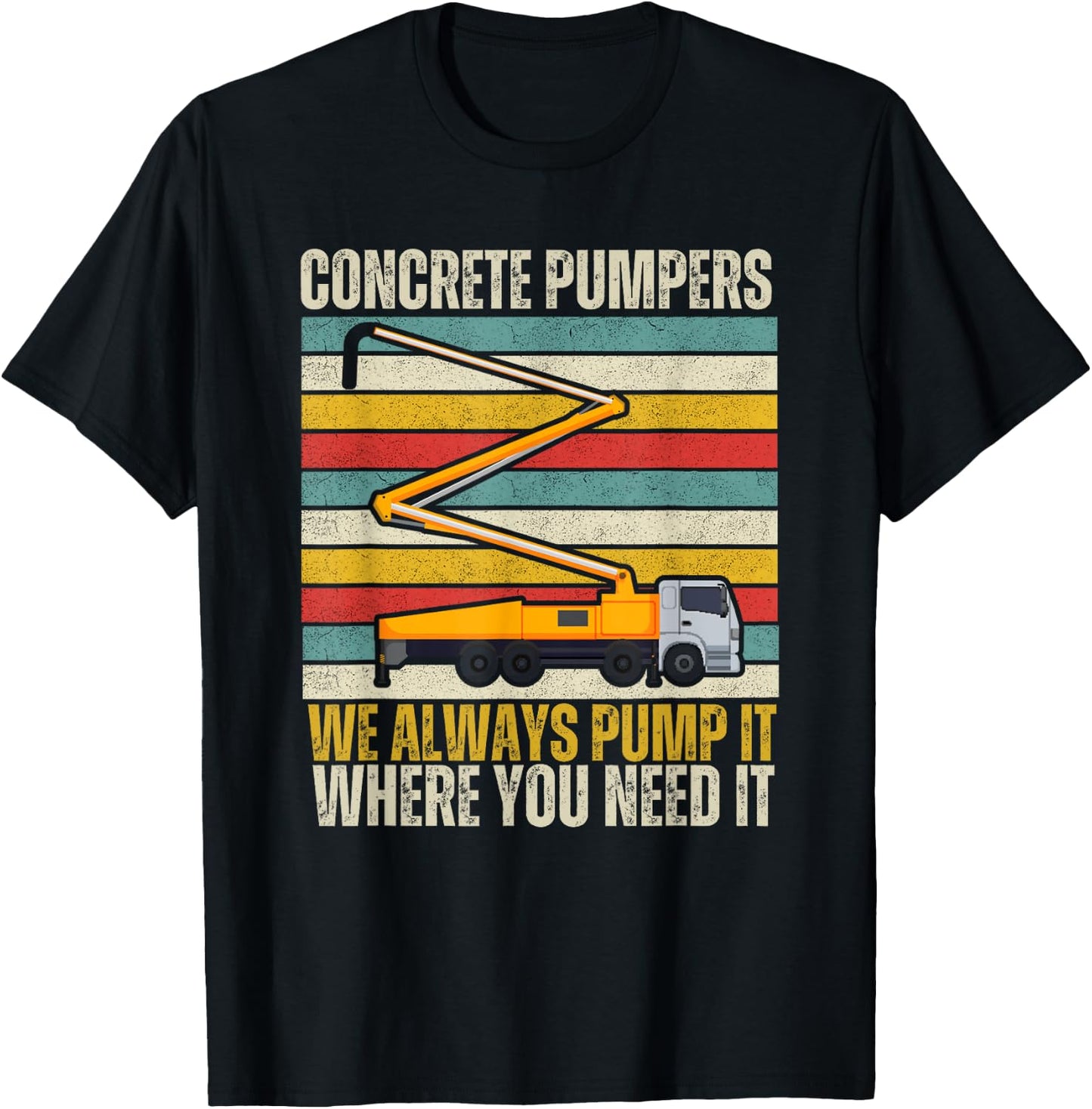 Cool Retro Concrete Pumper Truck For Laborers T-Shirt - T-Shirt | Black