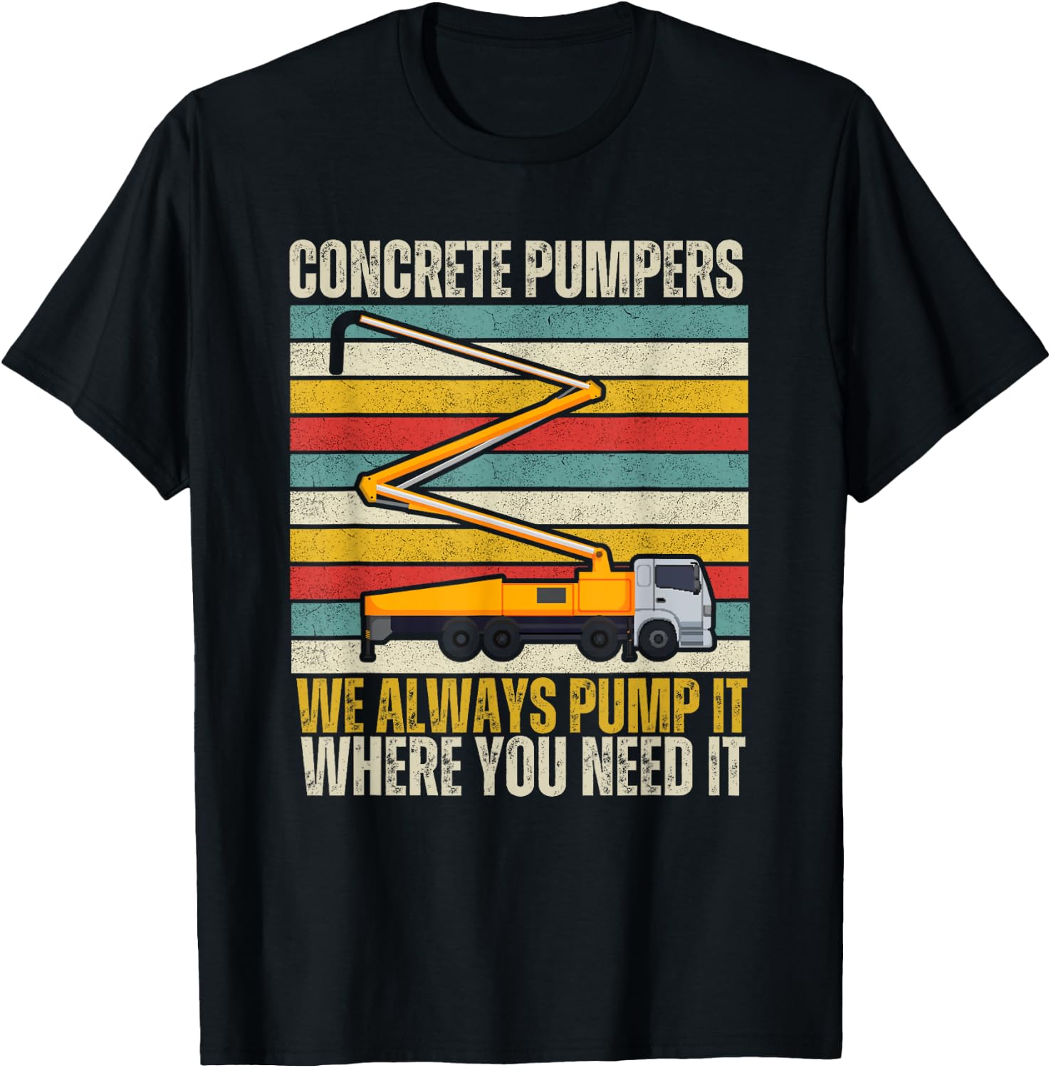 Cool Retro Concrete Pumper Truck For Laborers T-Shirt - T-Shirt | Black