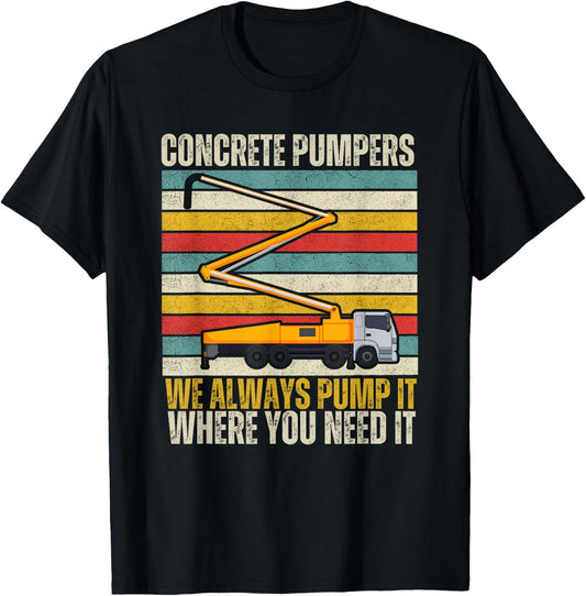 Cool Retro Concrete Pumper Truck For Laborers T-Shirt - T-Shirt | Black