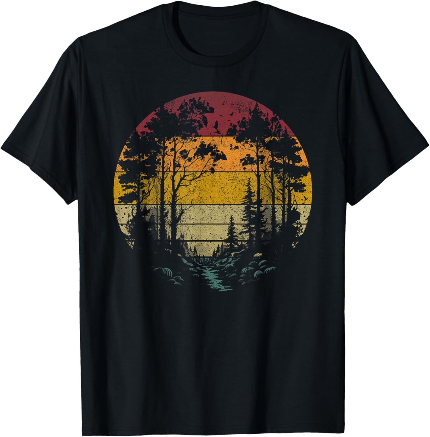 Trees Outdoors Wildlife Nature Vintage Forest Nature Retro T-Shirt - T-Shirt | Black