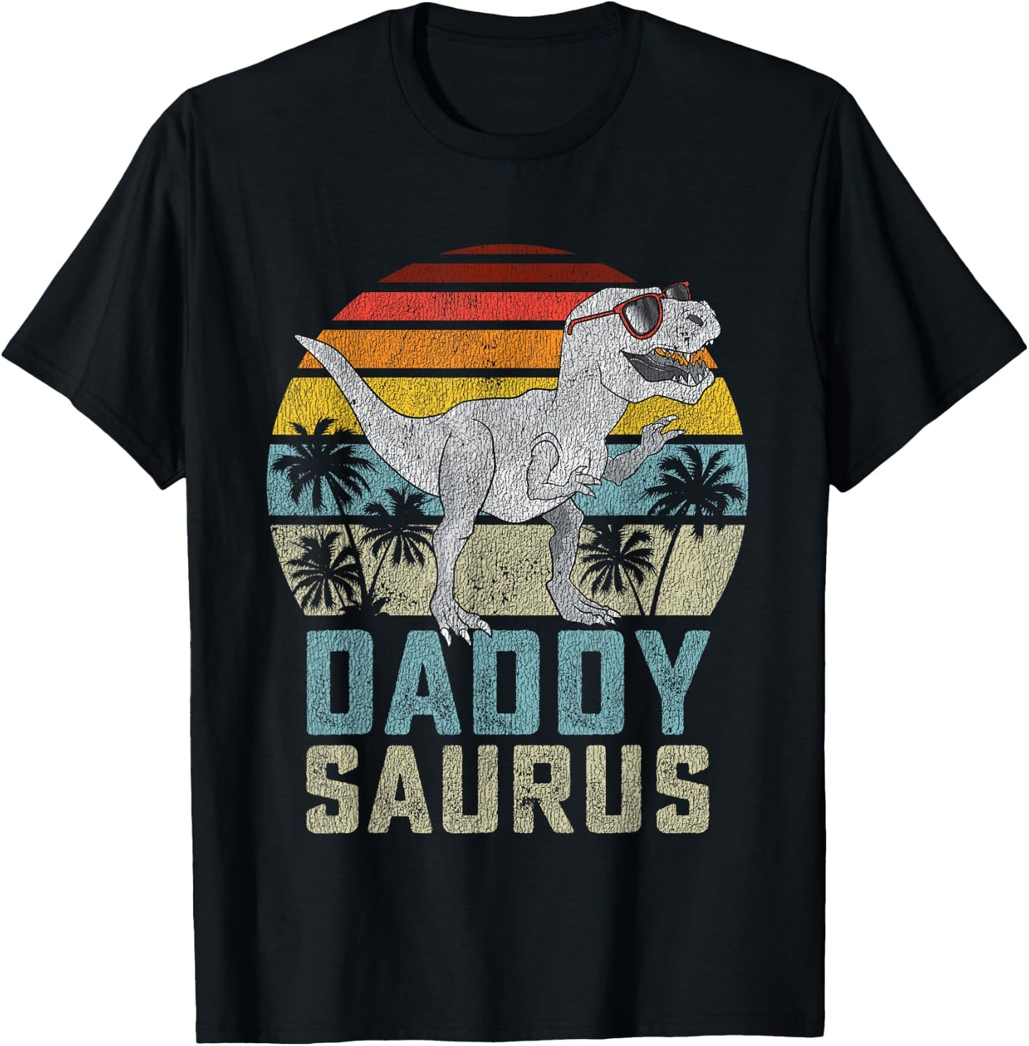 Daddysaurus T Rex Dinosaur Daddy Saurus Family Matching T-Shirt - T-Shirt | Black