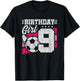 9 Year Old Soccer Birthday - Girls 9th Birthday Soccer T-Shirt - T-Shirt | Black