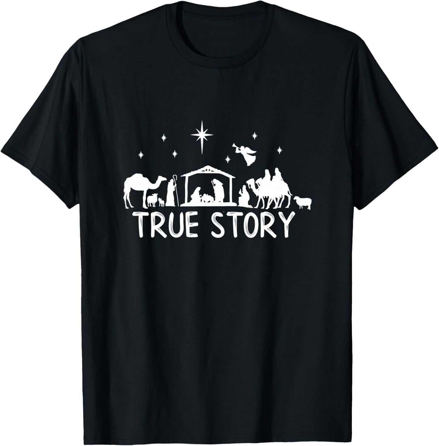 True Story Nativity Christmas Shirt Manger Jesus T-Shirt - T-Shirt | Black