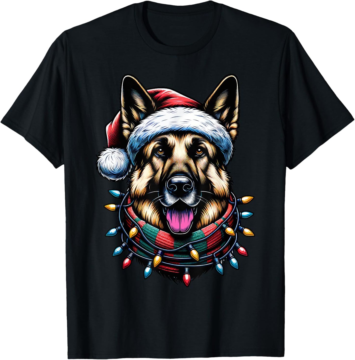 Christmas German Shepherd Xmas Shepherd Mom Dog Lover T-Shirt - T-Shirt | Black