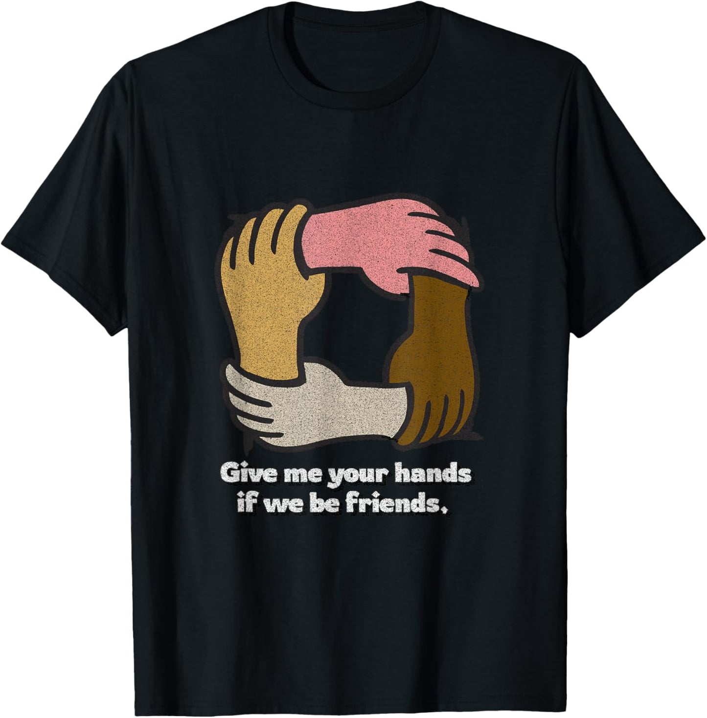 Distressed Give Hands Puck Midsummer Dream Shakespeare Quote T-Shirt - T-Shirt | Black