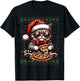 Christmas Cat Santa Eating Pizza Ugly Christmas Sweater Women Kids T-Shirt - T-Shirt | Black