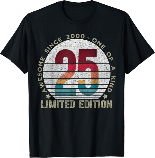 25 Year Old Gifts Vintage 2000 Limited Edition 25th Birthday T-Shirt - T-Shirt | Black