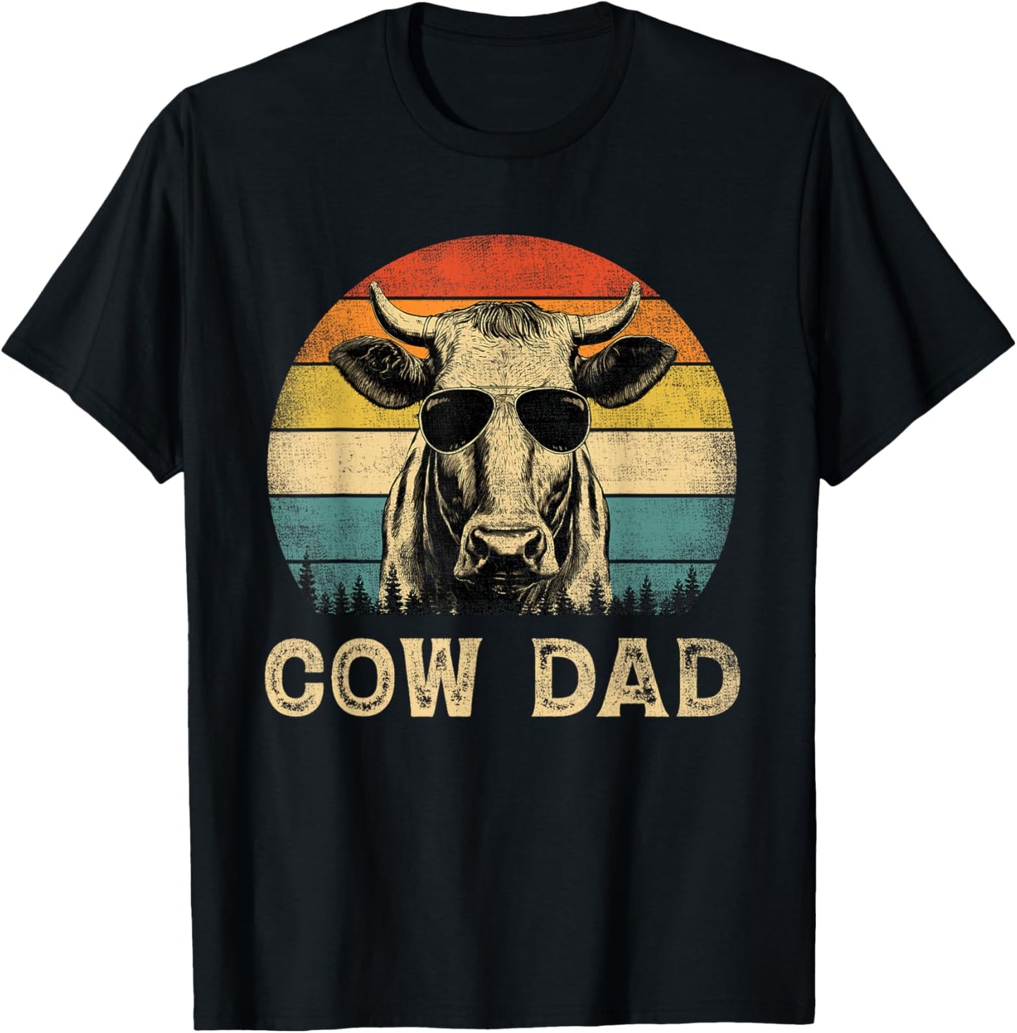 Vintage Cow Dad Cow Lovers Daddy Father's Day T-Shirt - T-Shirt | Black