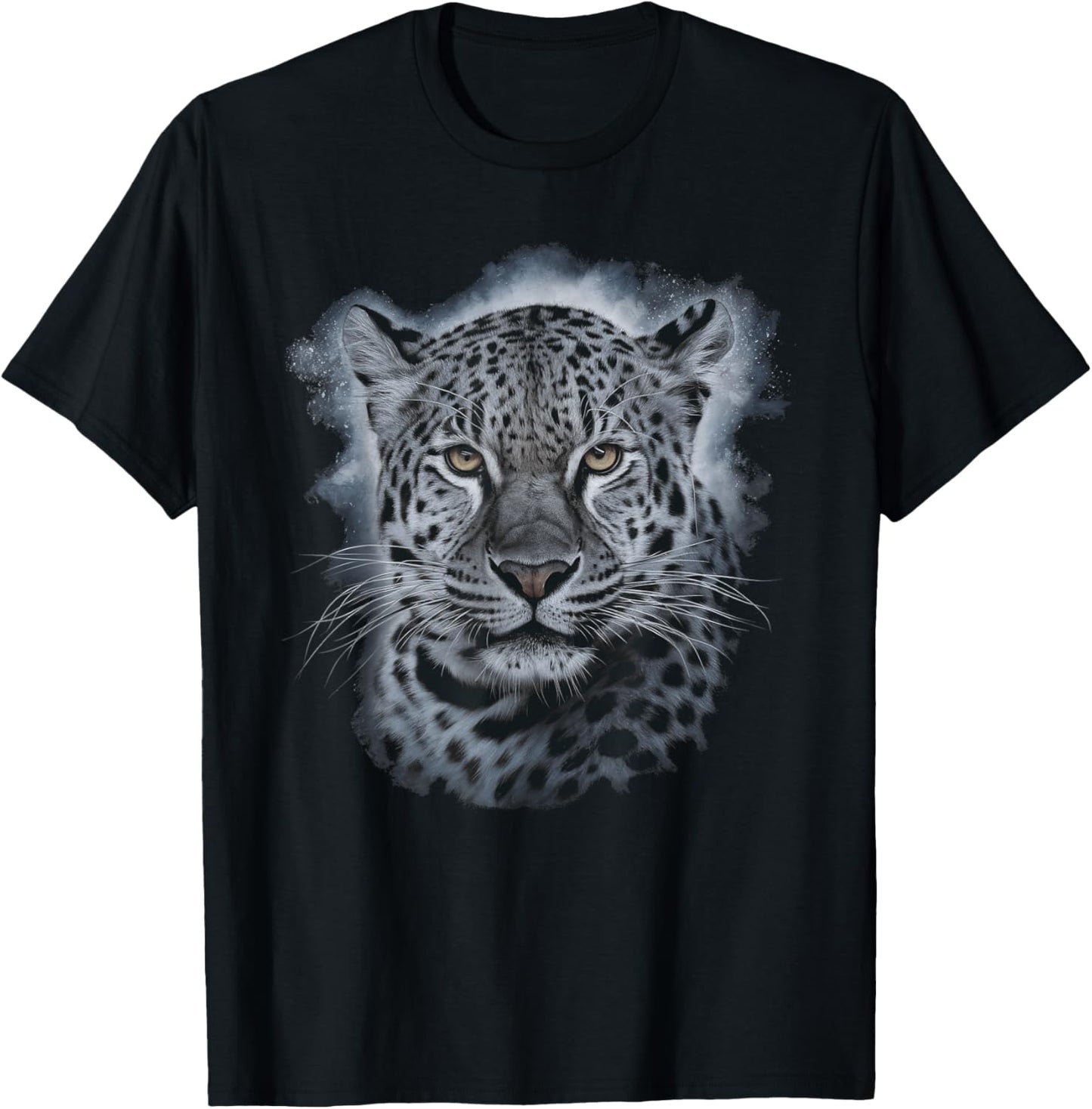 Snow Leopard Face T-Shirt - T-Shirt | Black