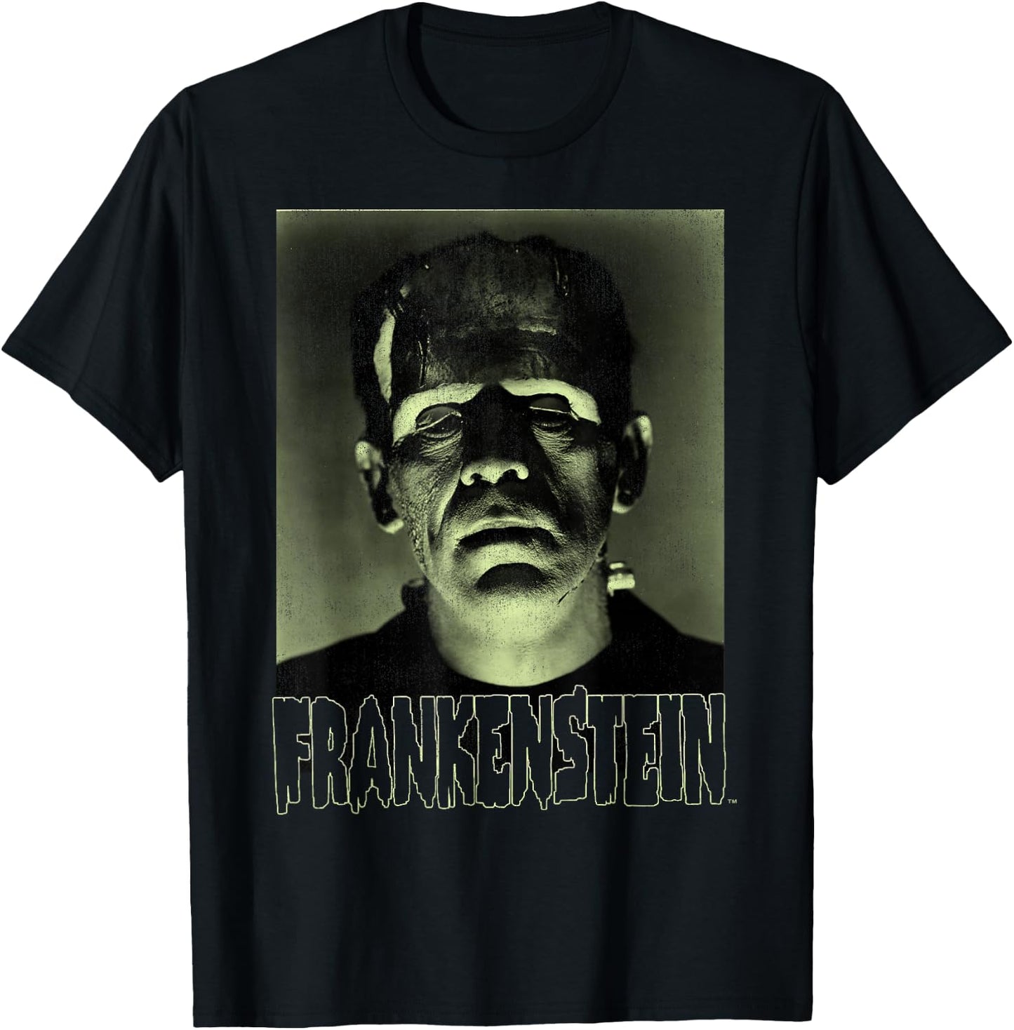 Universal Monsters Frankenstein Dark Portrait T-Shirt - T-Shirt | Black