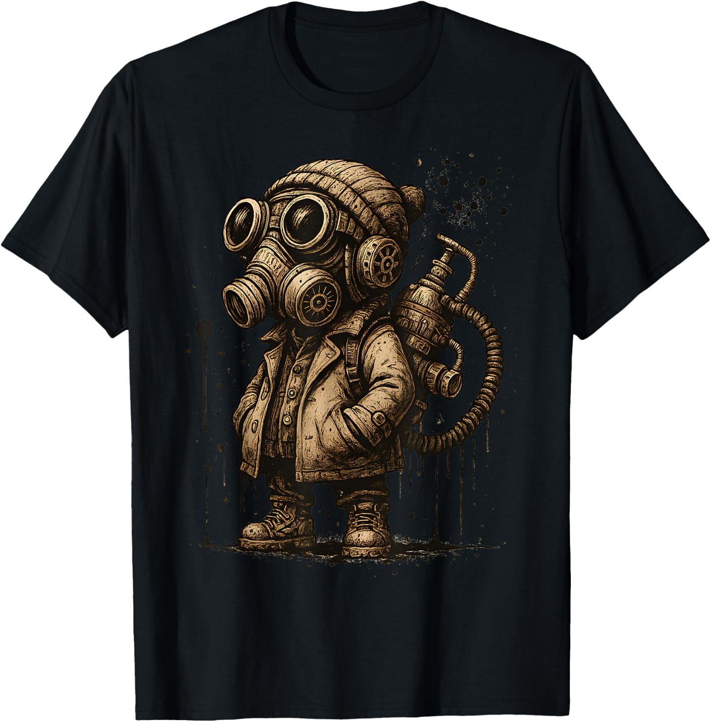 Cool Vintage Style Gas Mask Character for Kids T-Shirt - T-Shirt | Black