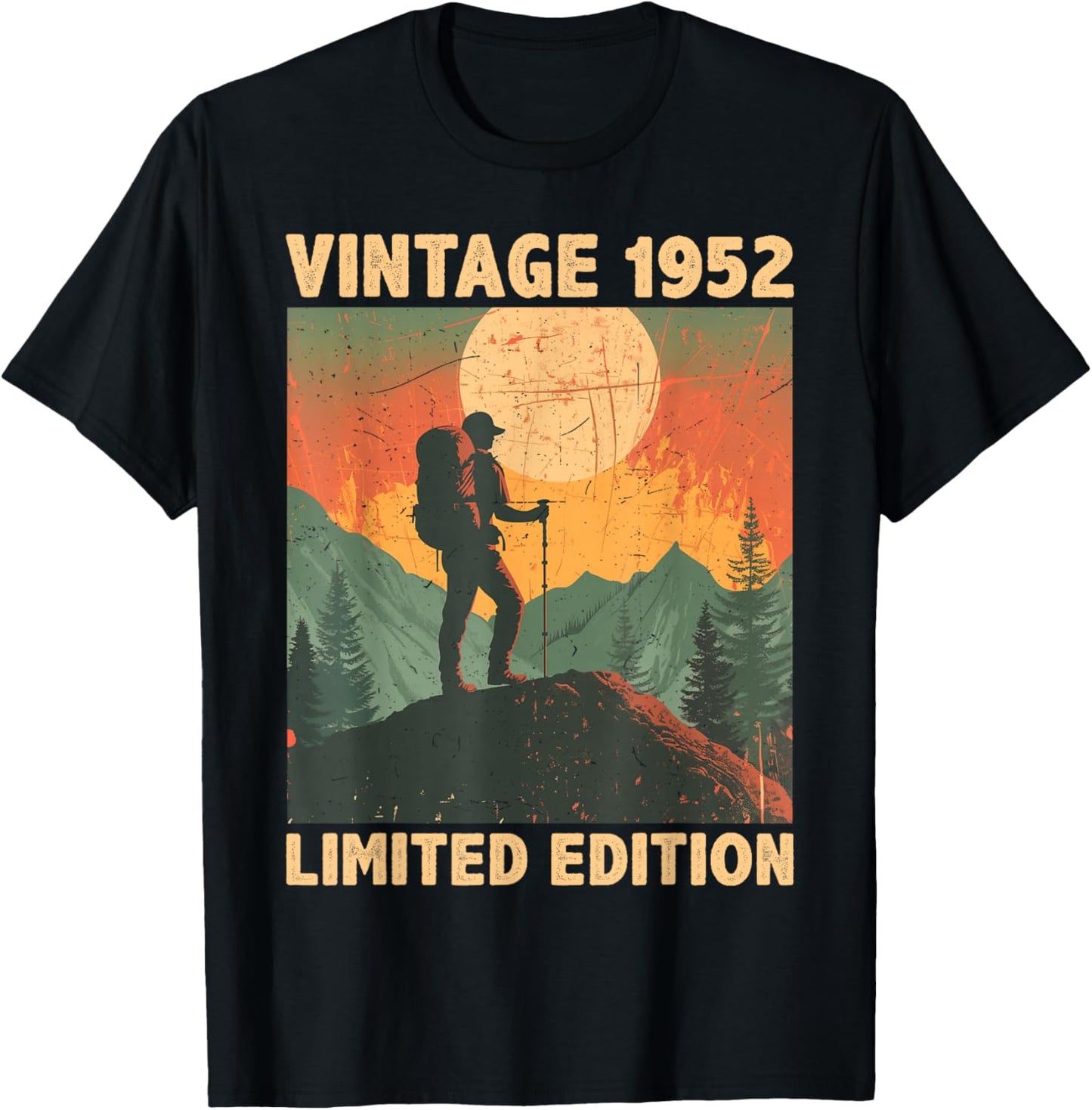 74 Years Old Gift Vintage 1952 Hiking Lover 74th Birthday T-Shirt - T-Shirt | Black
