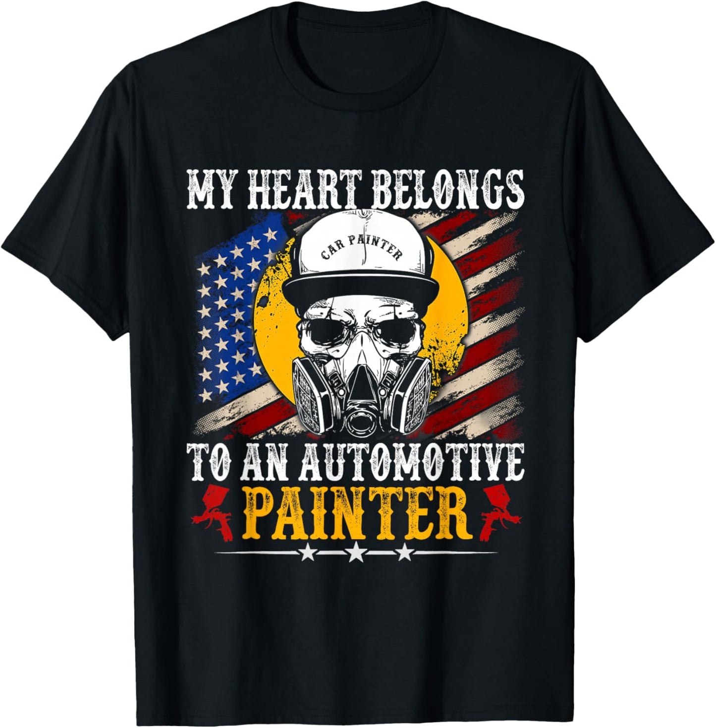 My Heart Belong Automotive Car Painter Gifts Fathers Day Dad T-Shirt - T-Shirt | Black