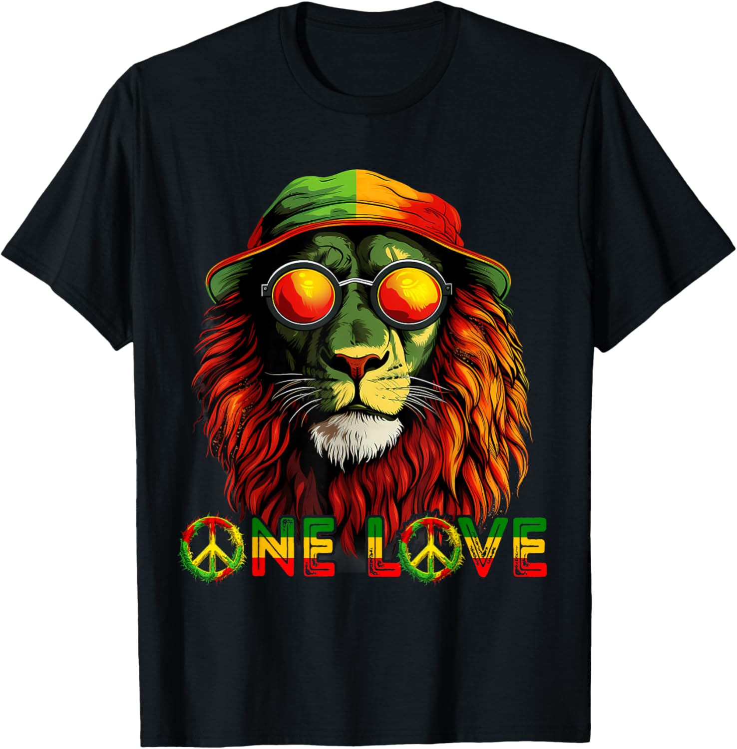 Rasta Reggae Lion Hippie Rasta Pride Jamaica Rastafari T-Shirt - T-Shirt | Black