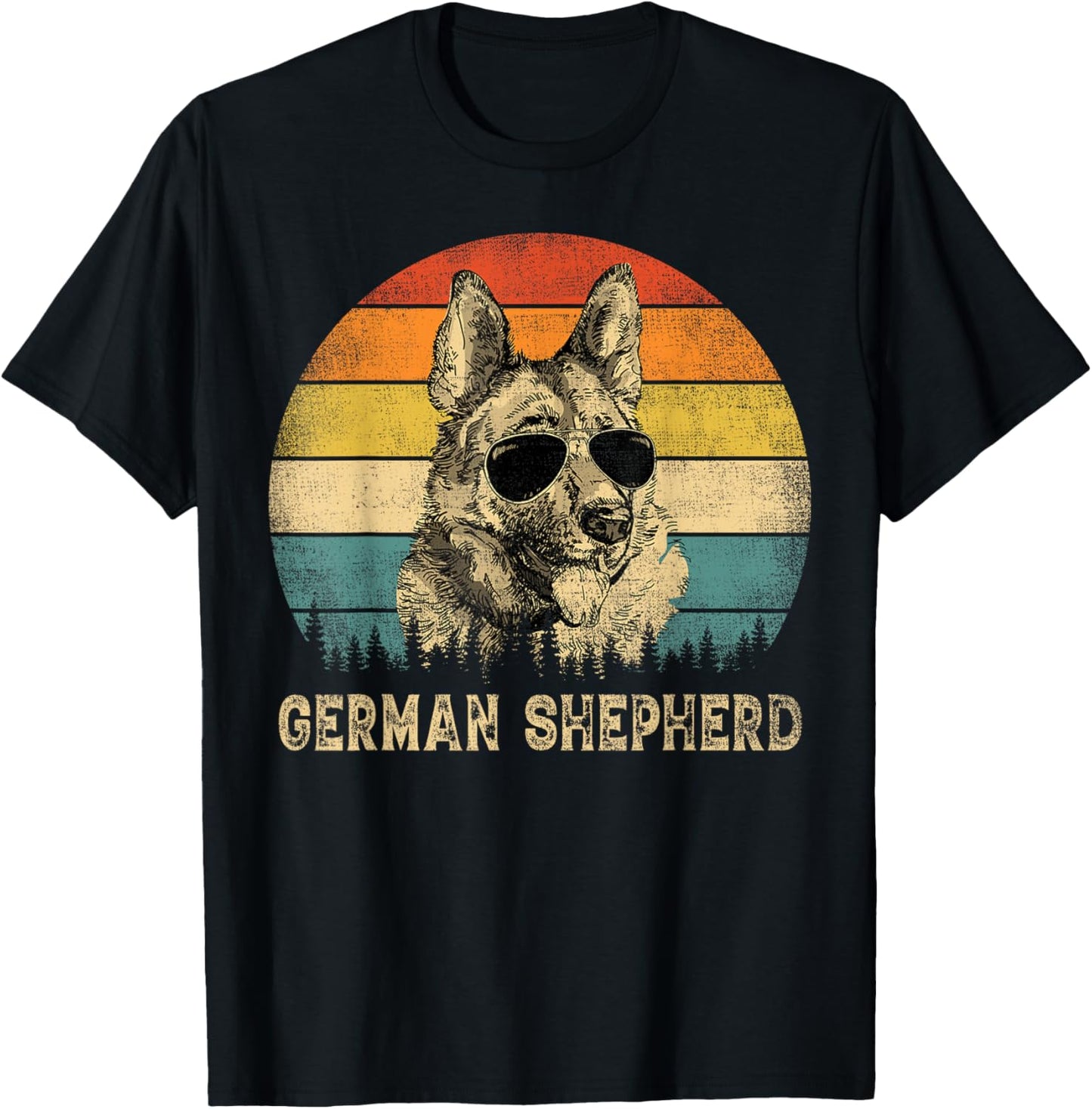 Vintage German Shepherd Dad Dog Lovers Father's Day T-Shirt - T-Shirt | Black