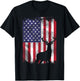 American Flag Deer Elk Hunting USA Patriotic Hunter Gift T-Shirt - T-Shirt | Black