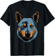 Blue Heeler Cute Cartoon Australian Cattle Dog Face Puppy T-Shirt - T-Shirt | Black