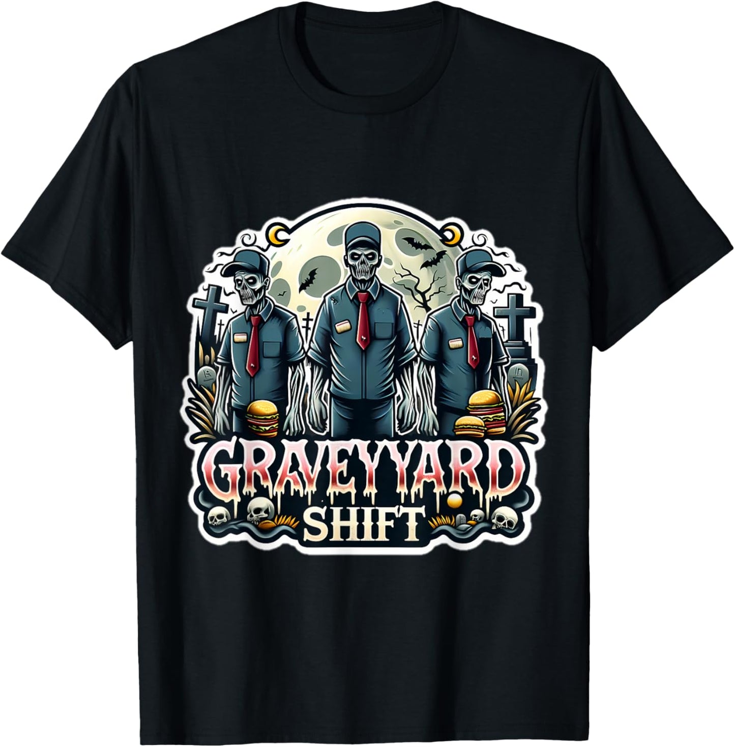 Grave yard Shift Zombie Costume Funny 2024 Halloween T-Shirt - T-Shirt | Black