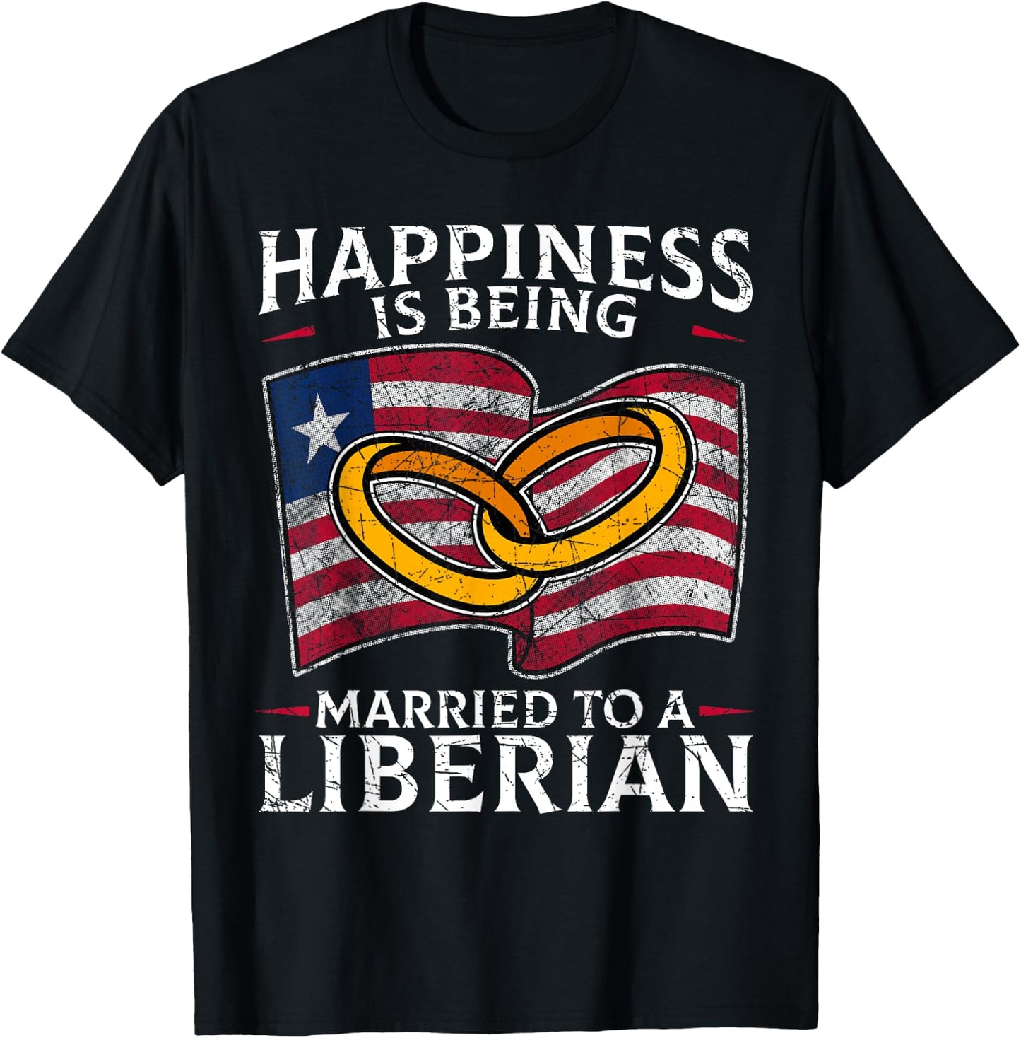 Liberian Marriage Liberia Married Wedding Heritage Flag T-Shirt - T-Shirt | Black