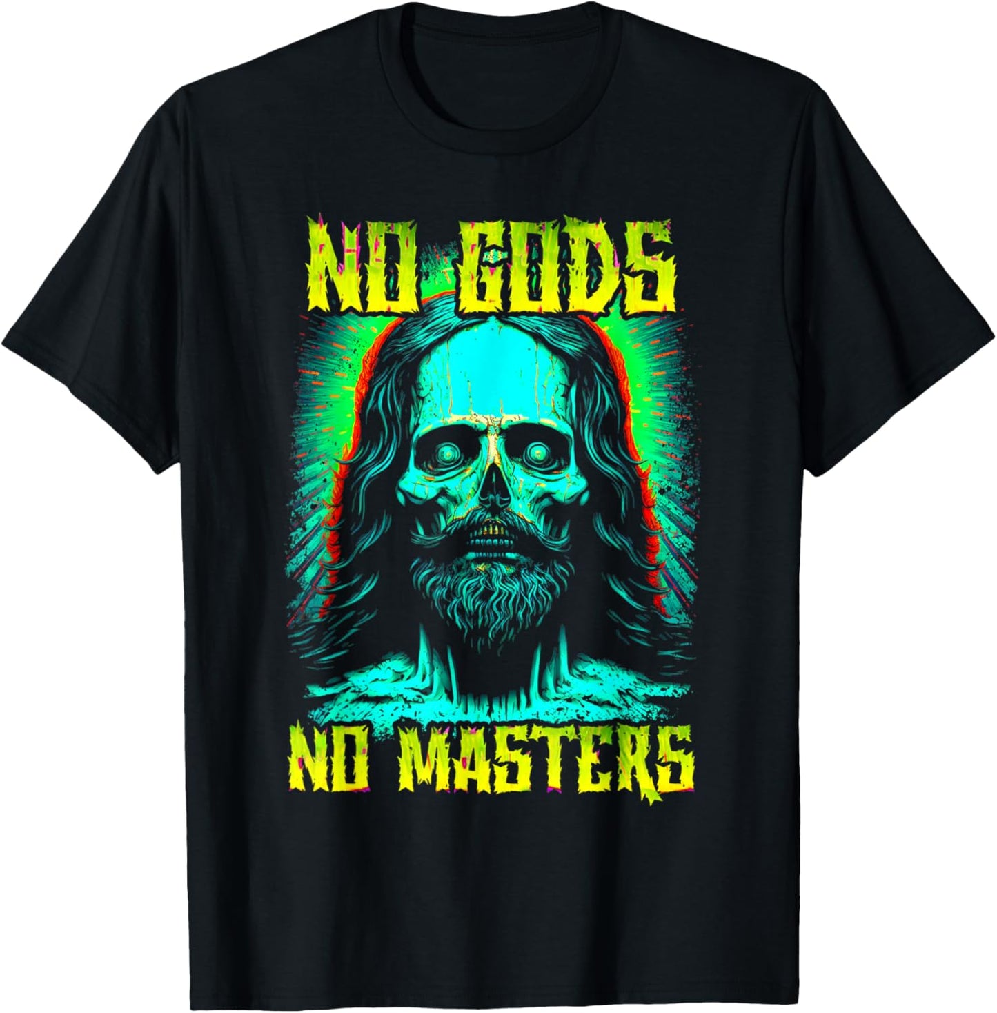 No Gods, No Masters Zombie Jesus Punk Goth Grunge Atheist T-Shirt - T-Shirt | Black