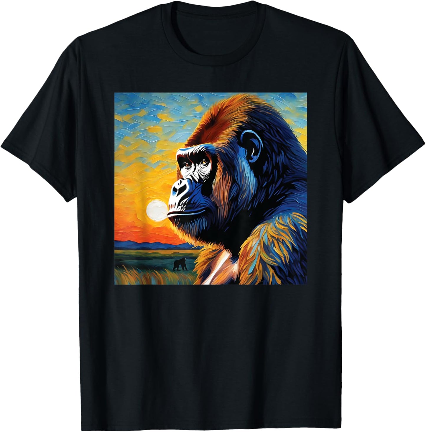 Gorilla head painting Art face for lover Silverback animal T-Shirt - T-Shirt | Black