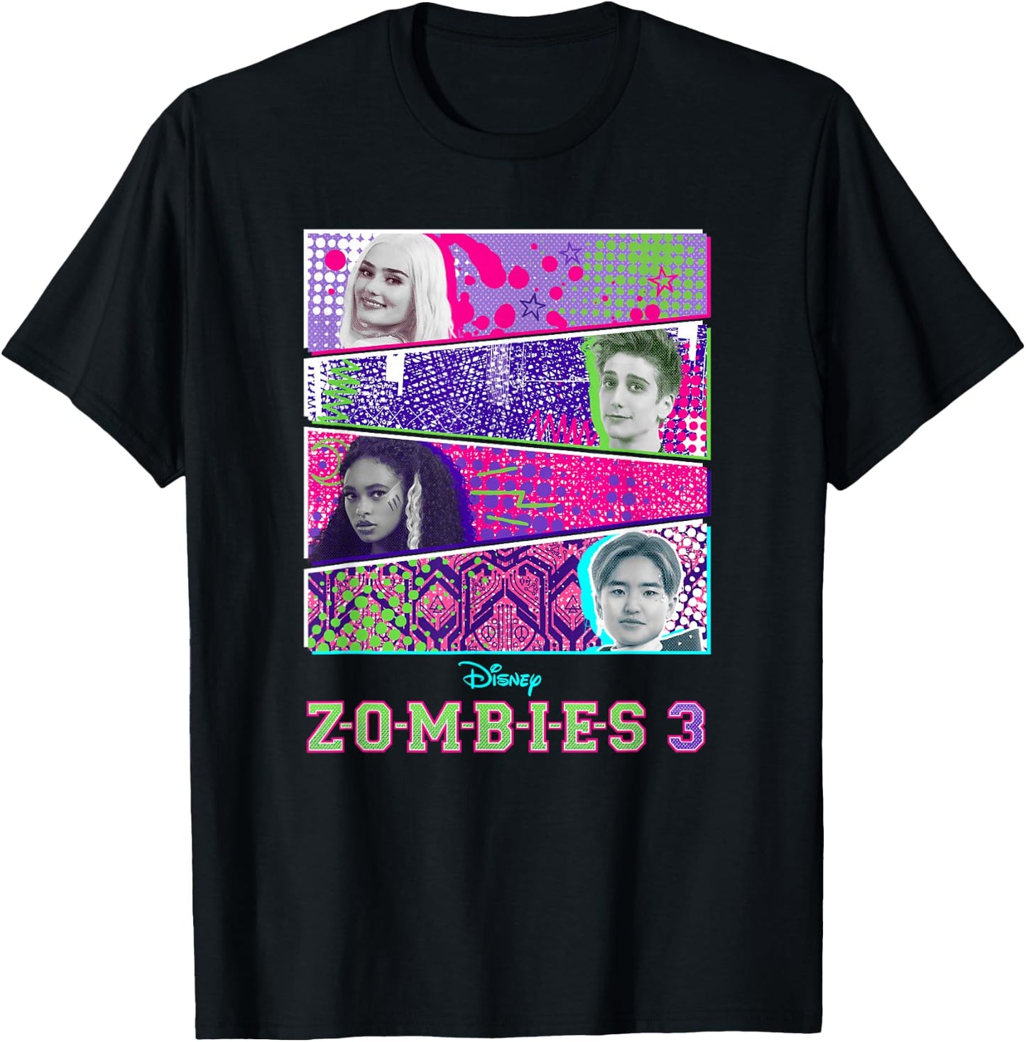Disney Zombies 3 Panel Group Shot T-Shirt - T-Shirt | Black