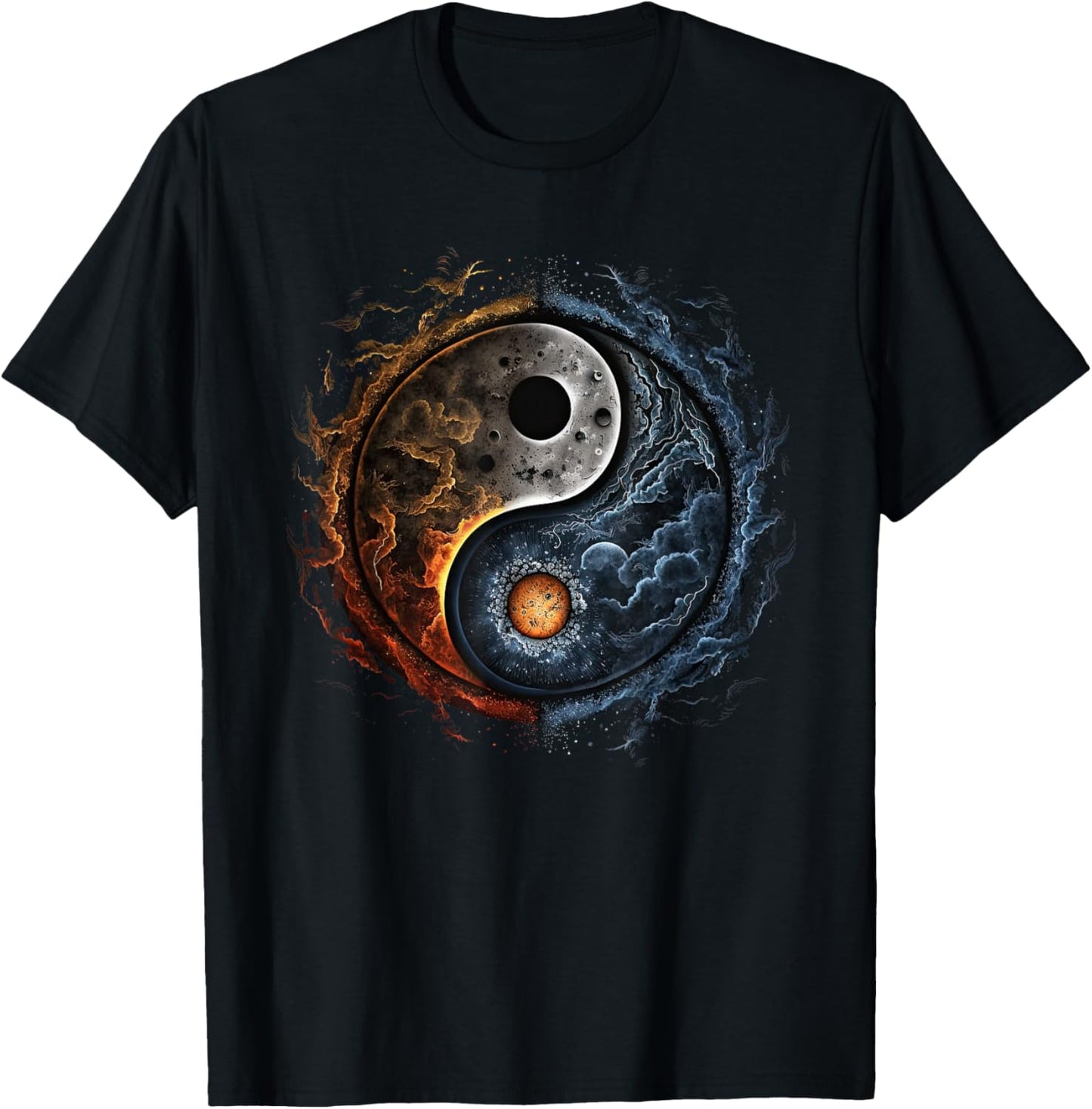 Yin Yang Cosmic Duality Art for Meditation and Peace T-Shirt - T-Shirt | Black