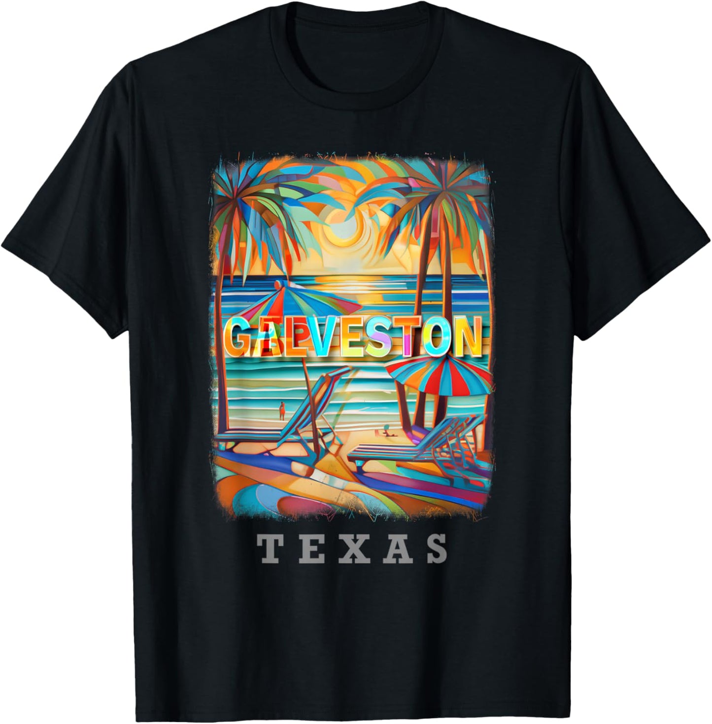 Galveston Texas TX Island Paradise SD882 T-Shirt - T-Shirt | Black