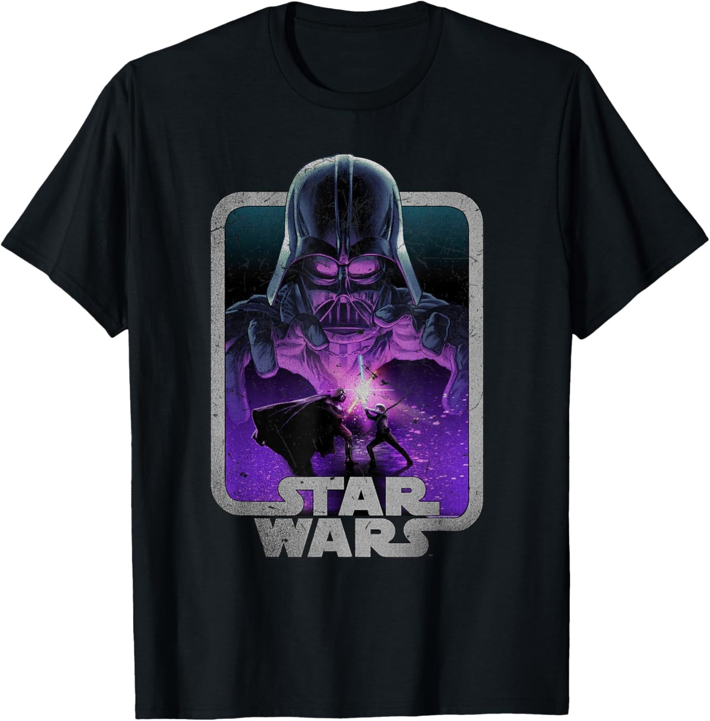 Star Wars Darth Vader vs Luke Skywalker Epic Poster Card T-Shirt - T-Shirt | Black