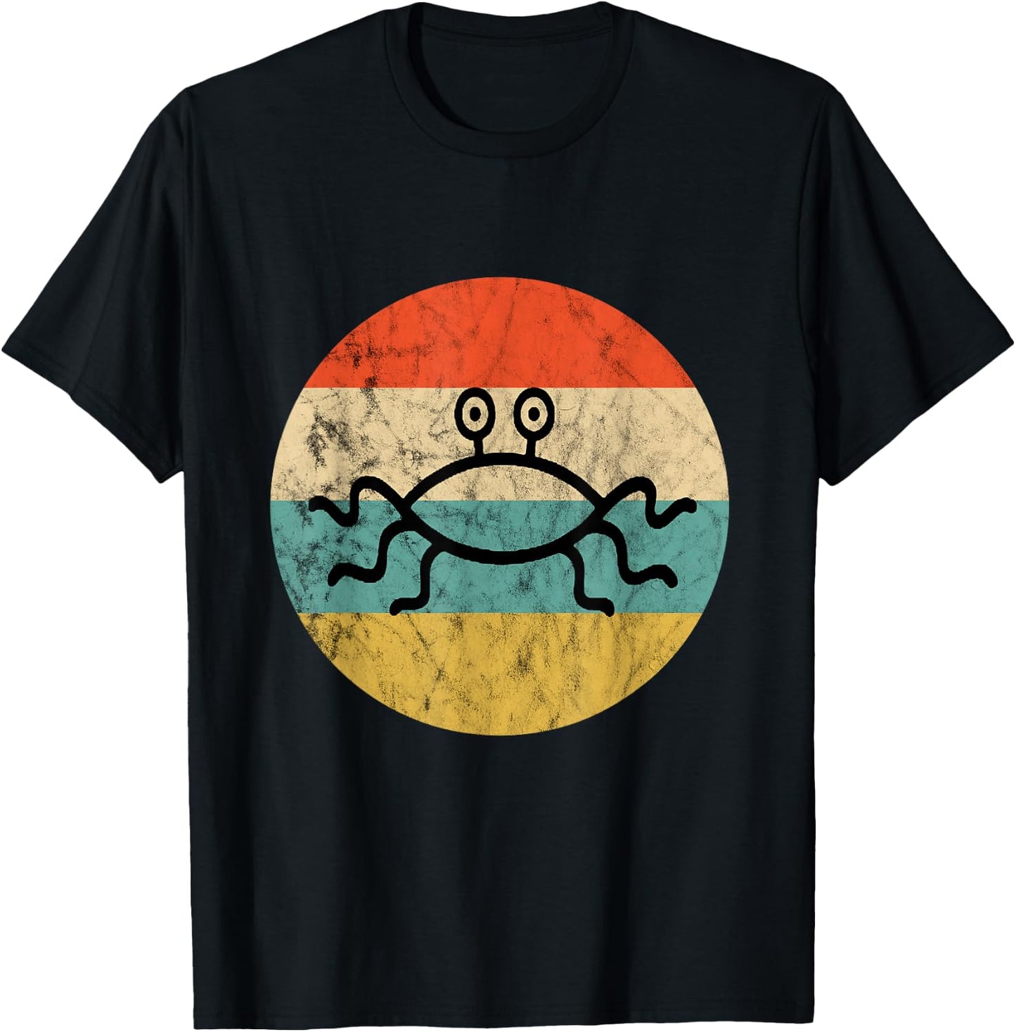 Flying Spaghetti Monster Pastafari Retro Sunset Church FSM T-Shirt - T-Shirt | Black