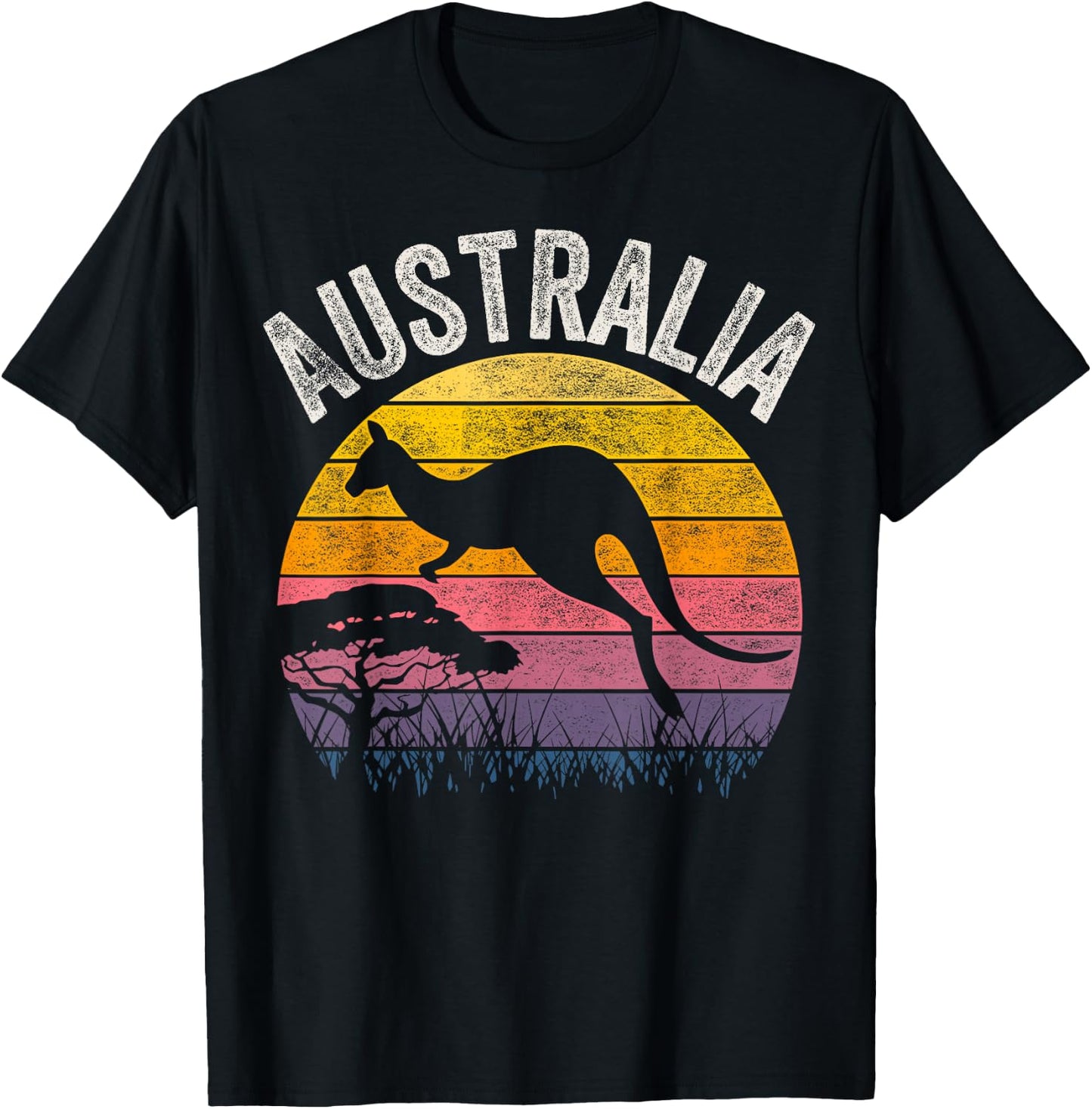 Australia Day Shirt Funny Australian Kangaroo Vintage T-Shirt - T-Shirt | Black