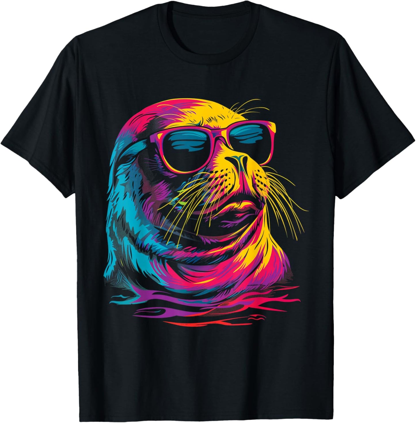 Seal Sunglasses Sea Lion Ocean Animal T-Shirt - T-Shirt | Black