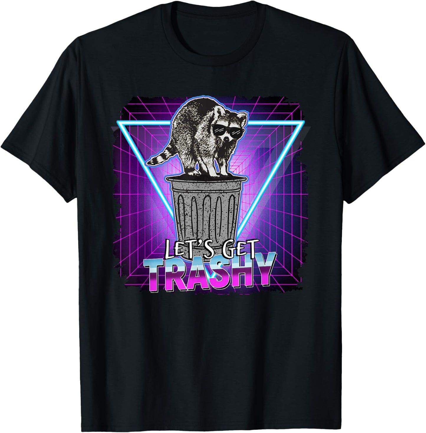 Raccoon Retro Lets Get Trashy 70s 80s Style Gift T-Shirt - T-Shirt | Black